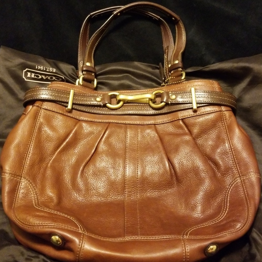 Brown leather Coach Hamptons bag